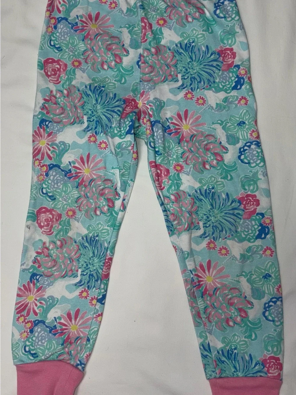 Lily Pulitzer for Pottery Barn Kids pink and turquoise pajamas sz 4 EUC